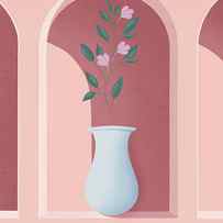 Aesthetic minimal architecture 01, boho floral vase by MOUNIR KHALFOUF