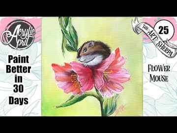 Mouse on a Flower   CUTE Acrylic Tutorial Step by Step Day 25 #AcrylicApril2022