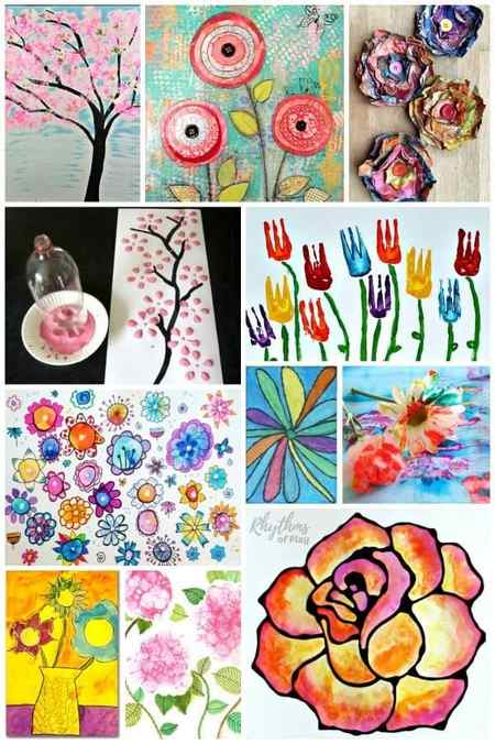 Easy Flower Art Projects and painting ideas for kids and adults
