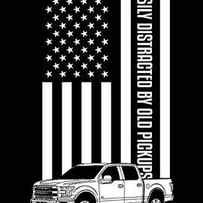 Easily Distracted By Old Pickup Trucks American Flag Vintage Long Sleeve T-Shirt by Julien