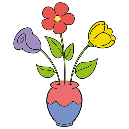 Complete Simple Flowers in a Vase drawing