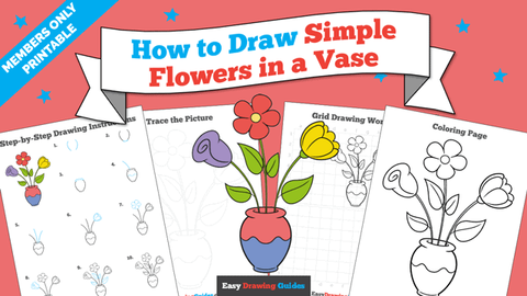 Printables thumbnail: How to Draw Simple Flowers in a Vase