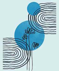 Wall Art - Drawing - Abstract contemporary mid century modern shape boho minimal style poster tropical leaf print No 3/3 by Mounir Khalfouf