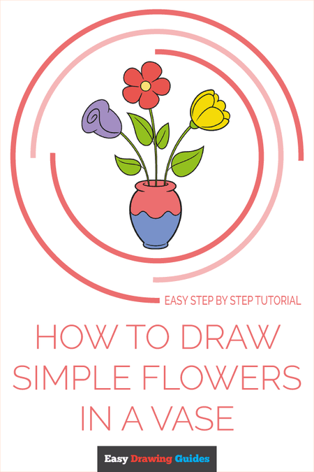 How to Draw a Simple Flowers in a Vase Pinterest Image