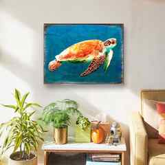 Swimming Sea Turtle Hand Crafted Intarsia Wood Art Wall Hanging One Size Kroger