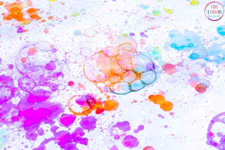 This painting with bubbles process art activity is so much fun!