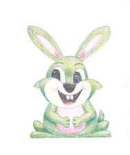 Green and pink bunny rabbit