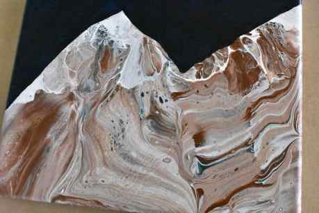Mountain Scene Acrylic Pour