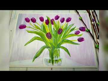 How to Paint Tulip Flowers Easy Acrylic Painting for Beginners Simple Tutorial Step by Step