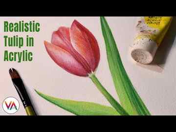 TULIP Flower Acrylic Painting Tutorial Step by Step Paint Along Painting Ideas For Beginners