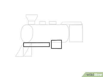 Step 5 Draw a rectangle and a square below the steam engine.