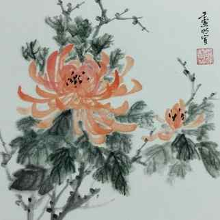 Painting Chrysanthemum by Du Mingxuan | Painting Figurative Watercolor Landscapes