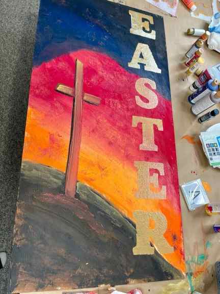 Easter cross painting