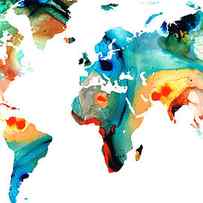 Map of The World 11 -Colorful Abstract Art by Sharon Cummings