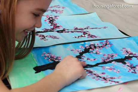 Spring Cherry Blossom Tree ~ beautiful kids art