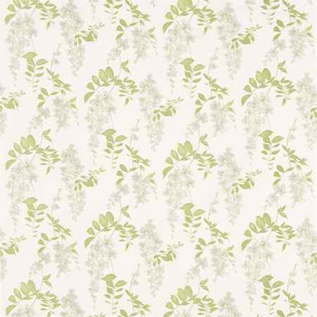 Wisteria Blossom Silver/Apple Fabric by Sanderson