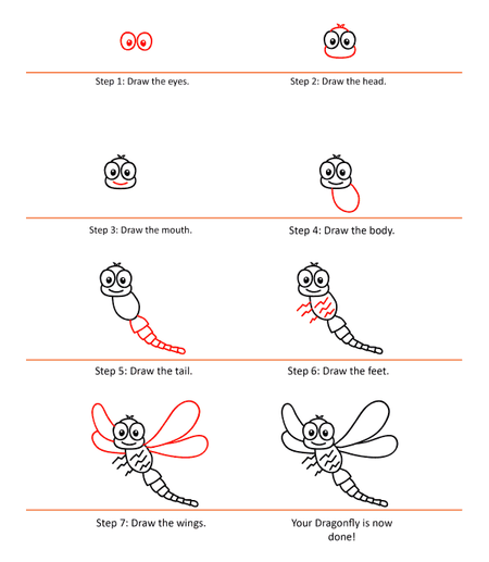 How to draw dragonfly