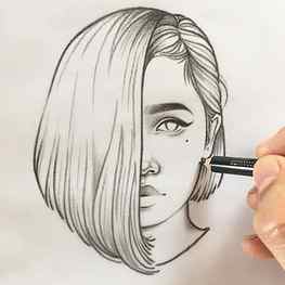 100 Best Easy Pencil Drawings : Blue Red and Black Line Portrait Sketches HD phone wallpaper
