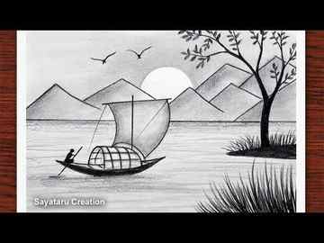 easy scenery drawing step by step / moonlight drawing for beginners, nature sketch HD wallpaper