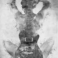 Guitar Siren in Black and White by Nikki Smith