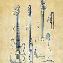 1953 Fender Bass Guitar Patent Artwork - Vintage by Nikki Marie Smith