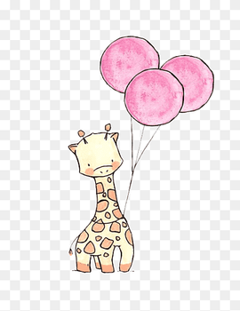 giraffe with tree balloons drawing, Paper Drawing Art Watercolor painting Illustration, Giraffe Balloon, love, mammal, pencil png thumbnail