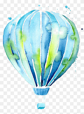 multicolored hot air balloon, Hot air balloon Drawing Watercolor painting Illustration, hot air balloon, blue, pencil, painted png thumbnail