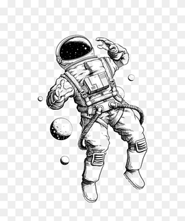 Astronaut Drawing Tattoo Pencil Illustration, Hand-painted astronaut, astronaut poster, watercolor Painting, ink, monochrome png thumbnail