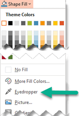 The Eyedropper tool is located on the Shape Fill menu.
