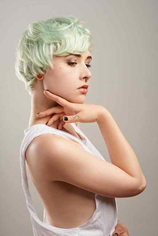 green hair short pastel pixie
