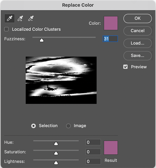 Replace Color dialog box in Photoshop