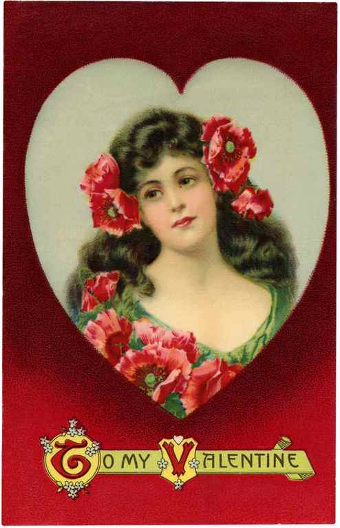 Vintage Valentine Beauty Woman Lady Heart Image