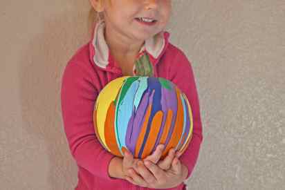 Pour painting - a simple and beautiful way for little ones to decorate their own pumpkins!