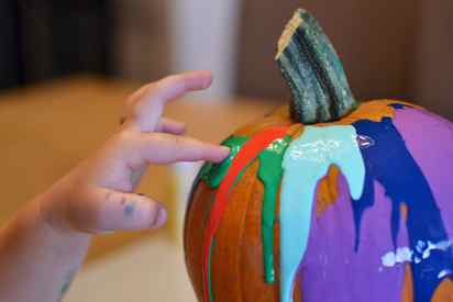 Pour painting - a simple and beautiful way for little ones to decorate their own pumpkins!