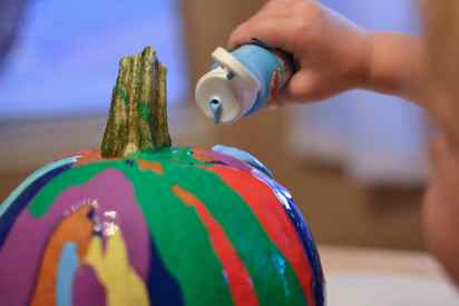 Pour painting - a simple and beautiful way for little ones to decorate their own pumpkins!