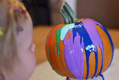 Pour painting - a simple and beautiful way for little ones to decorate their own pumpkins!