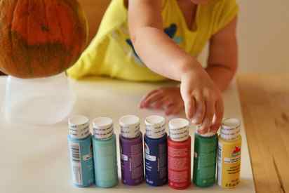 Pour painting - a simple and beautiful way for little ones to decorate their own pumpkins!