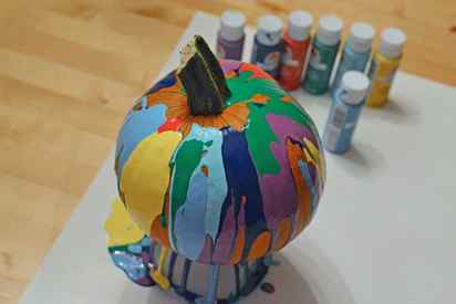 Pour painting - a simple and beautiful way for little ones to decorate their own pumpkins!