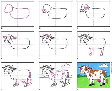 A step by step tutorial for how to draw an easy cow, also available as a free download.