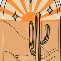 Bohemian modern arch collection, sunset cactus landscape, No 01 by MOUNIR KHALFOUF