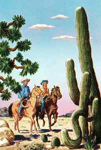 Wall Art - Drawing - Cowboys in the desert by CSA Images