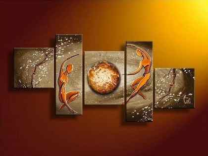Abstract Art of Love, Modern Abstract Paintings, Bedroom Room Wall Art Paintings, 5 Piece Canvas Painting, Love Abstract Painting