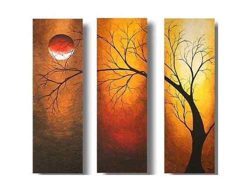 Acrylic Modern Paintings, Acrylic Wall Art Painting, Moon Painting, Tree Painting, Paintings for Bedroom