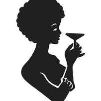 Illustration of woman with curly hair holding martini glass by CSA Images