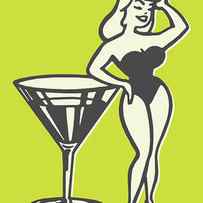 Pin Up Girl Next to Large Martini by CSA Images