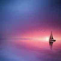 Sailing across the lake toward the sunset by Bess Hamiti