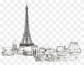 Paris Drawing Illustration, Eiffel Tower sketch, light Fixture, monochrome, france png thumbnail