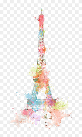 Eiffel Tower Drawing Watercolor painting, Retro,lovely,Eiffel Tower, multicolored Eiffel Tower illustration, love, pencil, retro Pattern png thumbnail