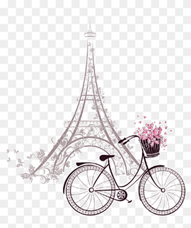 Eiffel Tower Drawing Bicycle, eiffel tower, text, bicycle Frame, bicycle png thumbnail