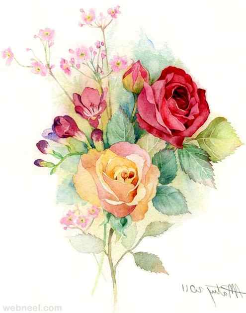 rose watercolor pinting